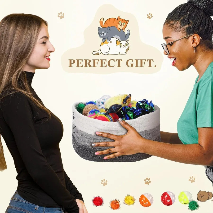 58 Piece Cat Toys Set Colorful Flashing Balls Crinkle Bells