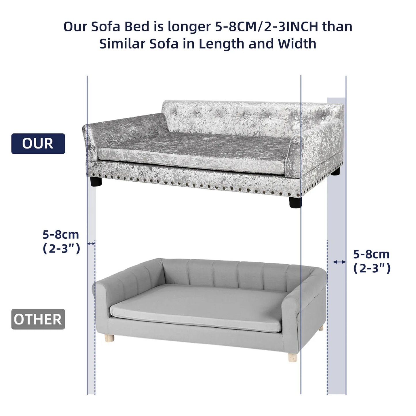 BingoPaw Large Dog Sofa Bed Deluxe Tufted Elevated Couch