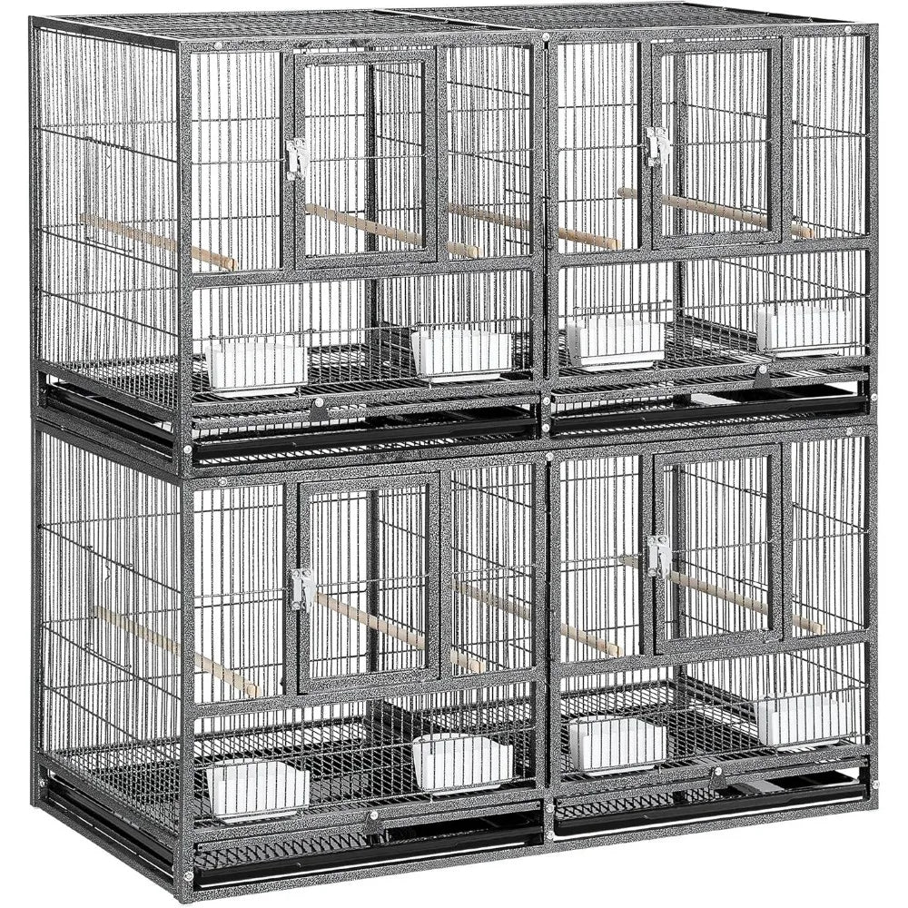 Double Story Divided Breeder Bird Cage for Small Parrots Parakeets Canaries Cockatiels Lovebirds Finches Budgies Quaker Black