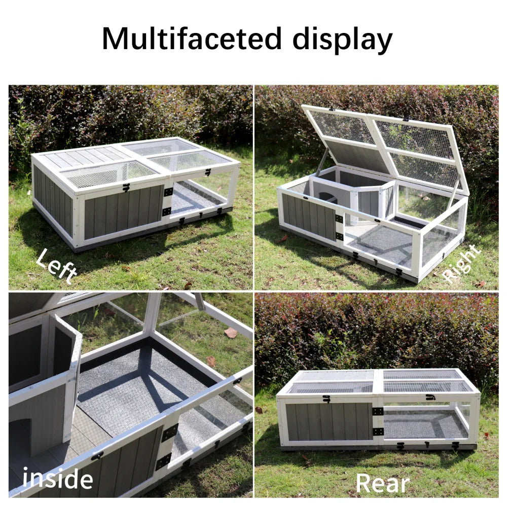 43 Inch Upgrade Waterproof Activity Tray Wooden Turtle House Indoor Small Animal Turtle Cage Outdoor Wooden Reptile Cage