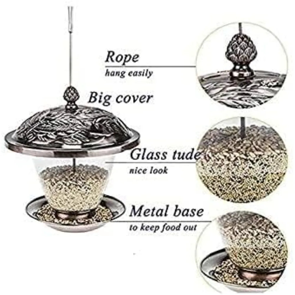 Clear Window Wild Bird Feeder Outdoor Garden Backyard Decorative Easy to Clean Hanging Mount
