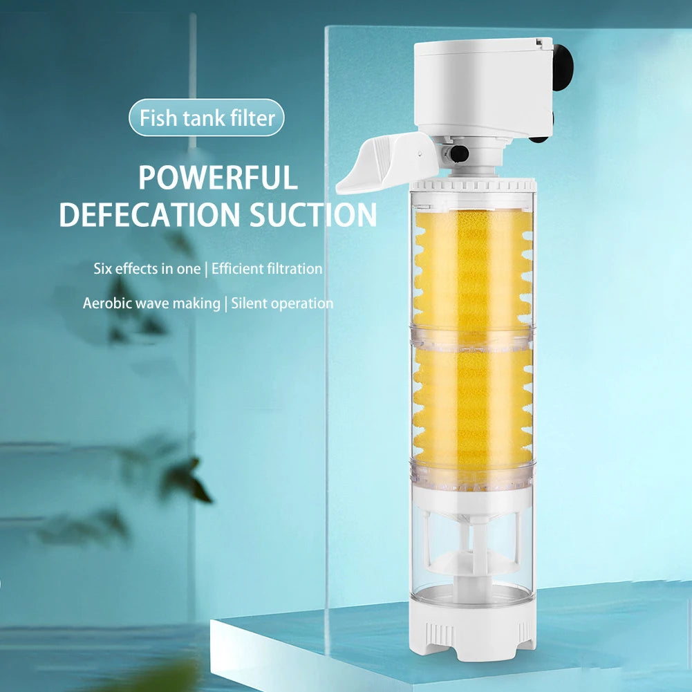 Tank Filter Ultra Quiet Fish Tank Filtration Pump Add Oxygen 3 in 1 Multifunction Internal Aquarium Filter Pump Accessories