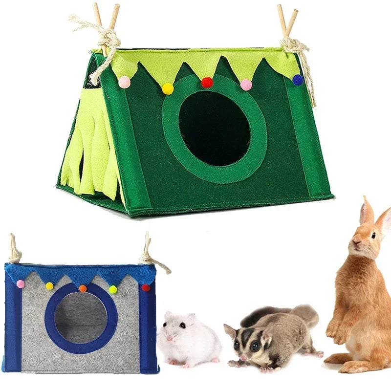 Small Pet Nest Felt Tent Rabbit Nest Hamster House Large Guinea Pig Cage Small Animal Bed Accessories