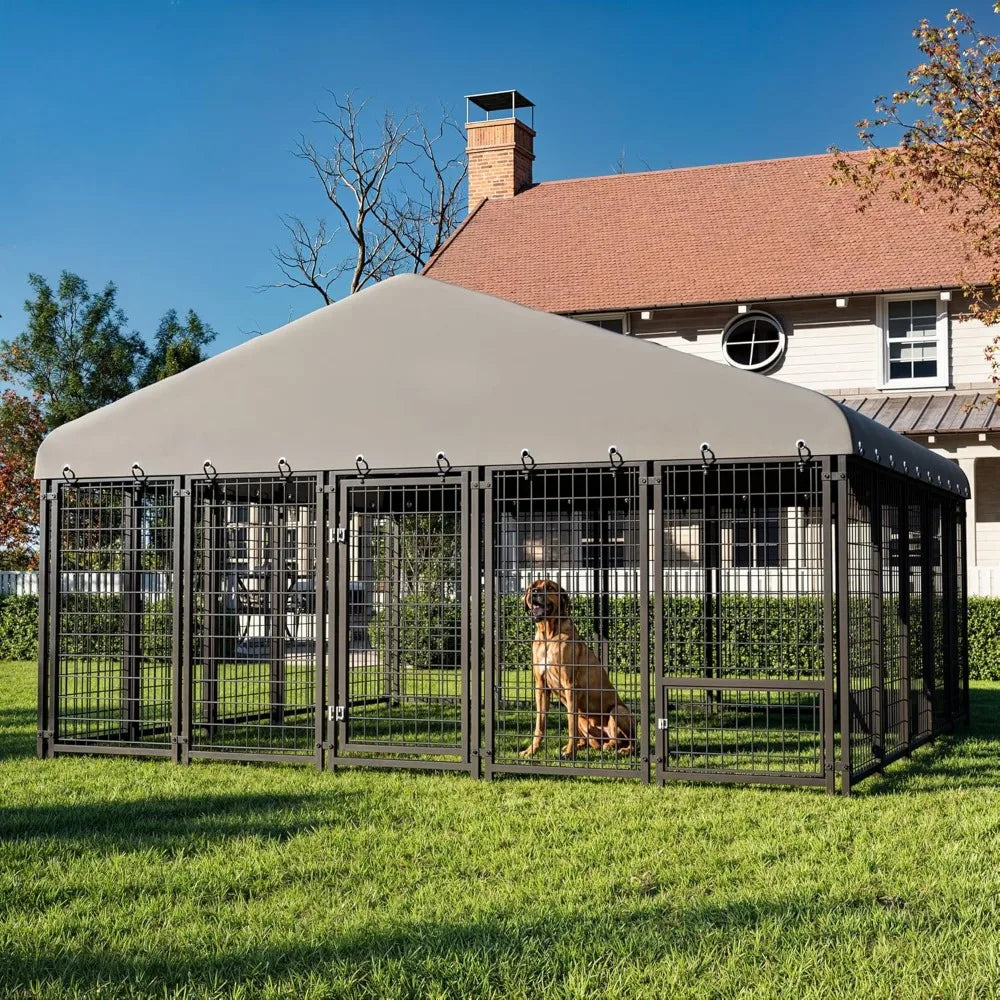 Dog Kennel 10X10FT Outside Heavy-Duty Dog Cage with Roof