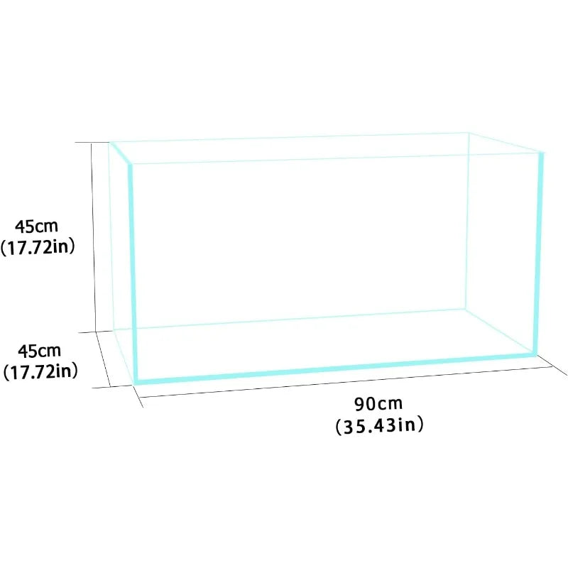 48 Gallon Rimless Low Iron Fish Tank Nova Clear Ultra White Mitered Edges Translucent Glass Anata Series Aquarium with Black Foam Leveling Mat