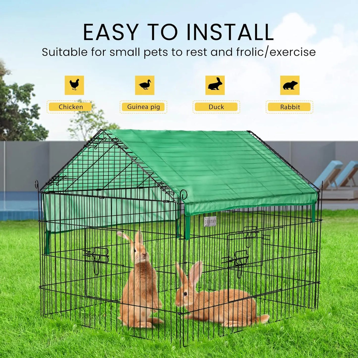 71” x 30” Foldable Outdoor Metal Coop Chicken Cage Enclosure