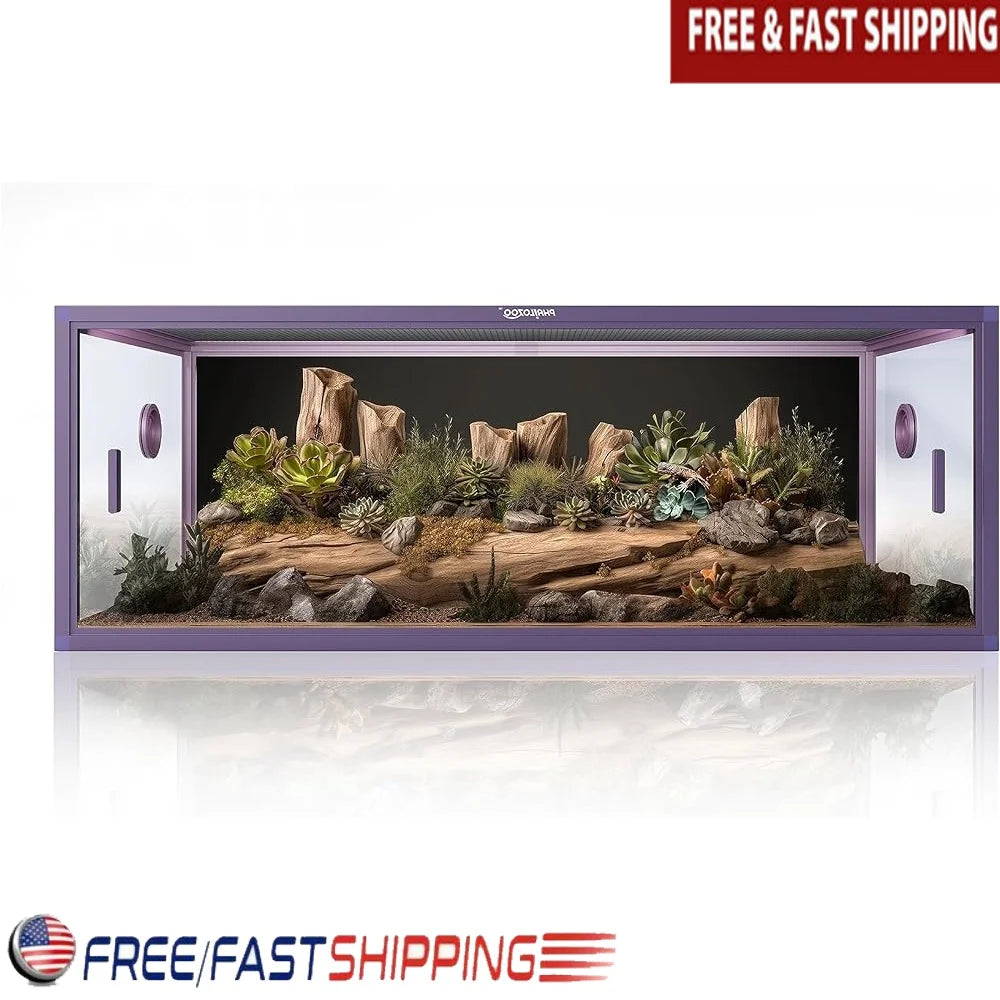 85 Gallon Reptile Tank Front Opening Glass Snake Terrarium Easy Maintenance Reptile Enclosure with Ventilation Perfect for Lizards and Snakes