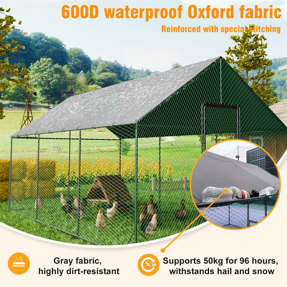 Heavy Duty Chicken Coop Metal Run With Waterproof Cover