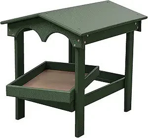 Recycled Plastic Large Raised Platform Covered Ground Fly Through Bird Feeder with Removable Seed Tray for Outdoors USA