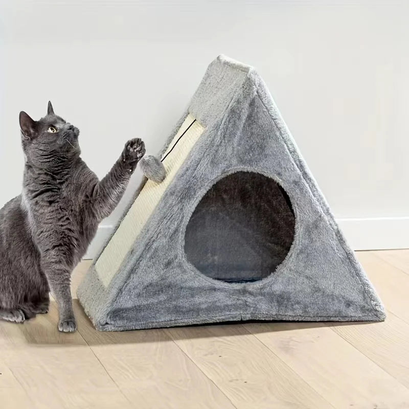 Pet Bed Suitable For Cats Under 15 Pounds With Plush Toy Ball Cat Scratching Board
