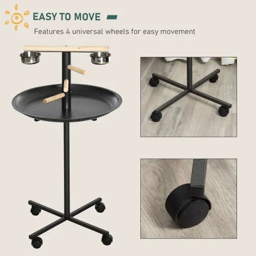 PawHut Bird Play Stand Portable Parrot Perch With Wheels