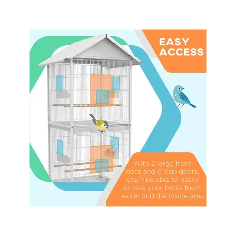 Versatile Bird Cage with Removable Shelves and Easy Clean Design Spacious for Small to Medium Birds