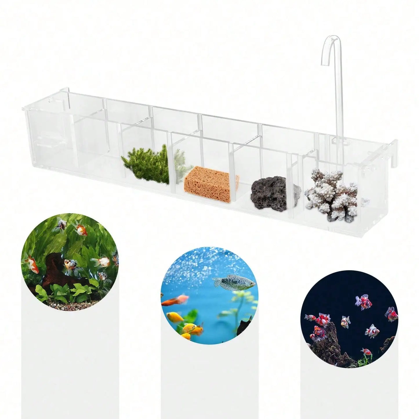 6 Grids Transparent Acrylic Aquarium Fish Tank External Hang On Filter Box