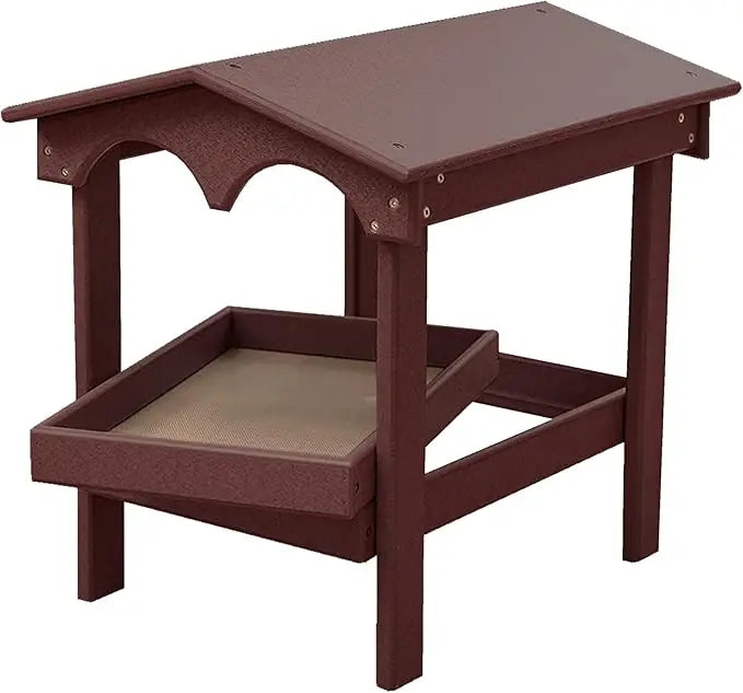 Recycled Plastic Large Raised Platform Covered Ground Fly Through Bird Feeder with Removable Seed Tray for Outdoors USA