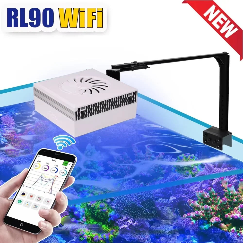 PopBloom RL90 WiFi Aquarium LED Lighting 100W Coral Reef Grow Light for Saltwater SPS LPS Marine Fish Tank