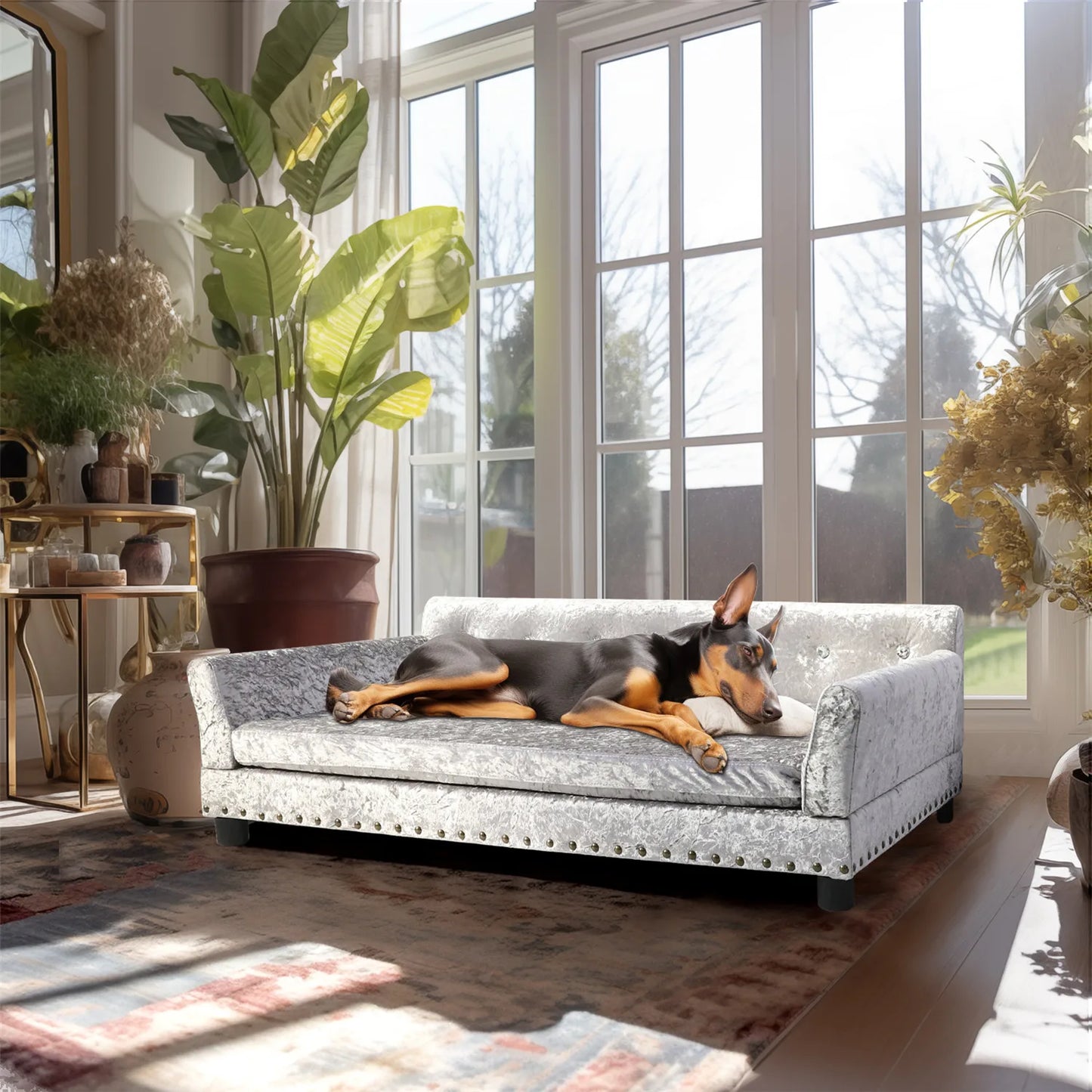 BingoPaw Large Dog Sofa Bed Deluxe Tufted Elevated Couch