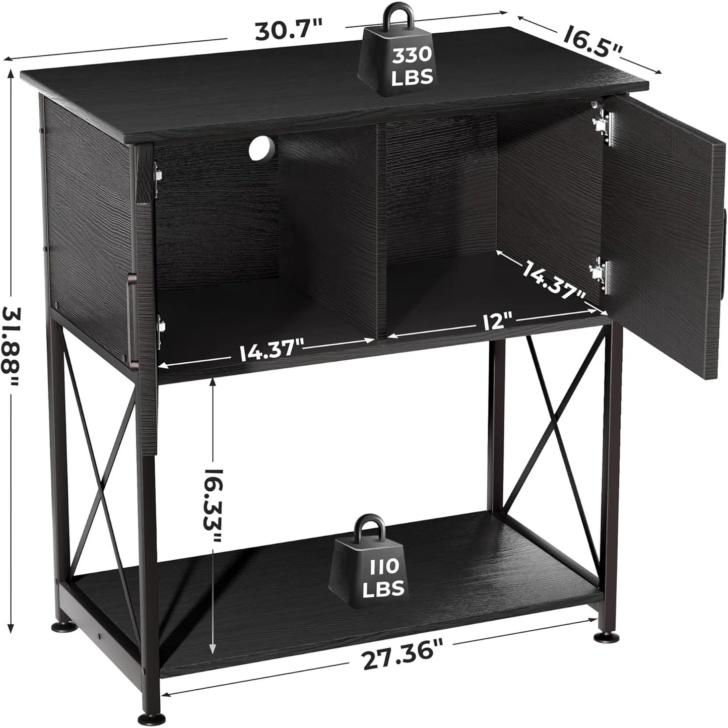 20 to 29 Gallon Aquarium Stand Metal Frame Fish Tank Stand with Cabinet Storage for 20 Gallon Long Aquarium