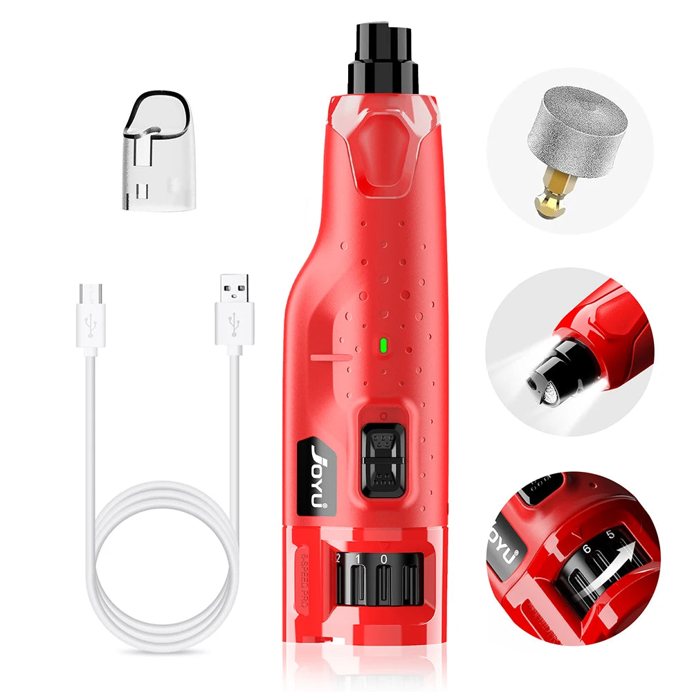Dog Nail Grinder Dustproof with 2 LED Lights Super Quiet Powerful 6 Speed Nail Trimmer for Small Medium Large Dogs