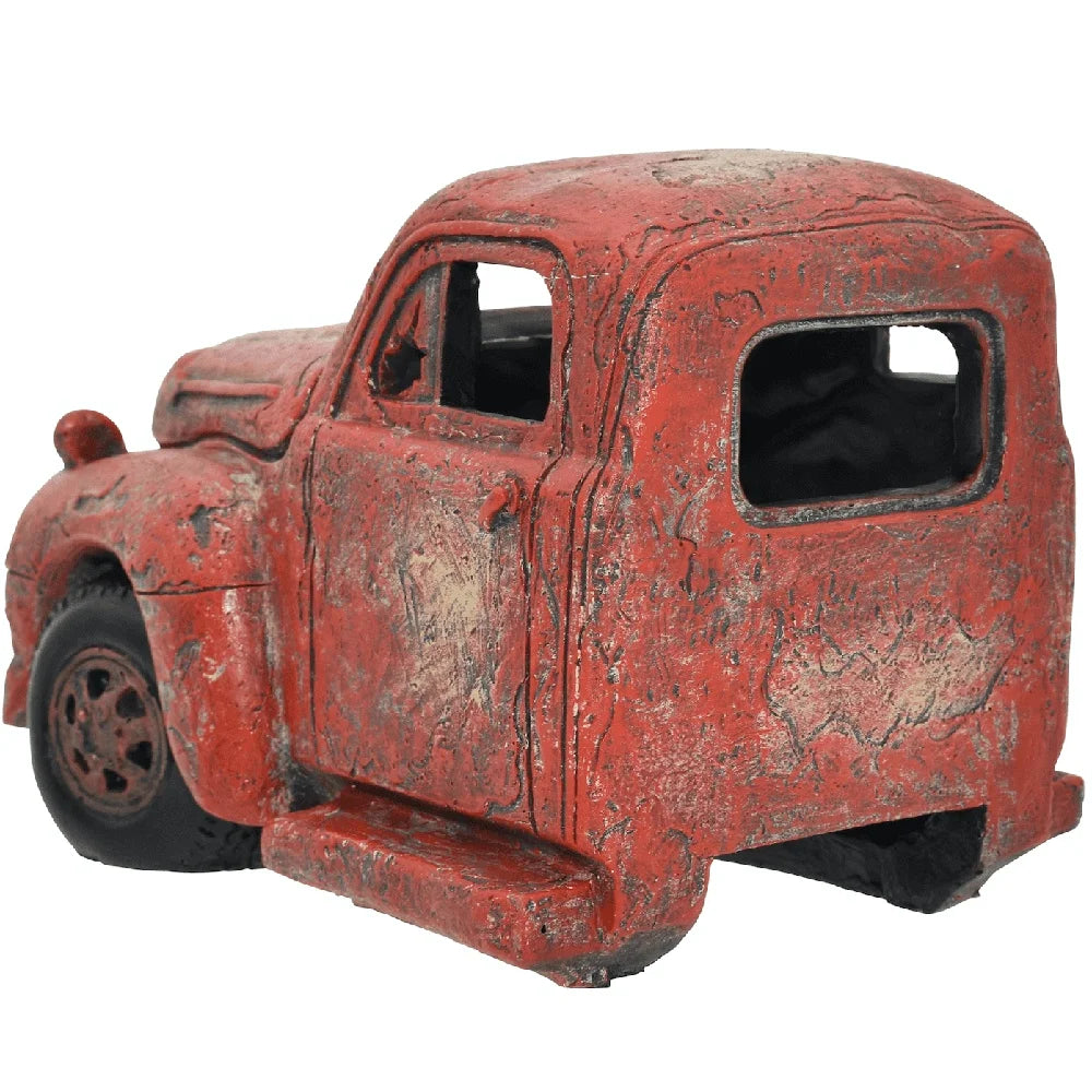 Nostalgic Red Pickup Truck Aquarium Decor Safe Ornament