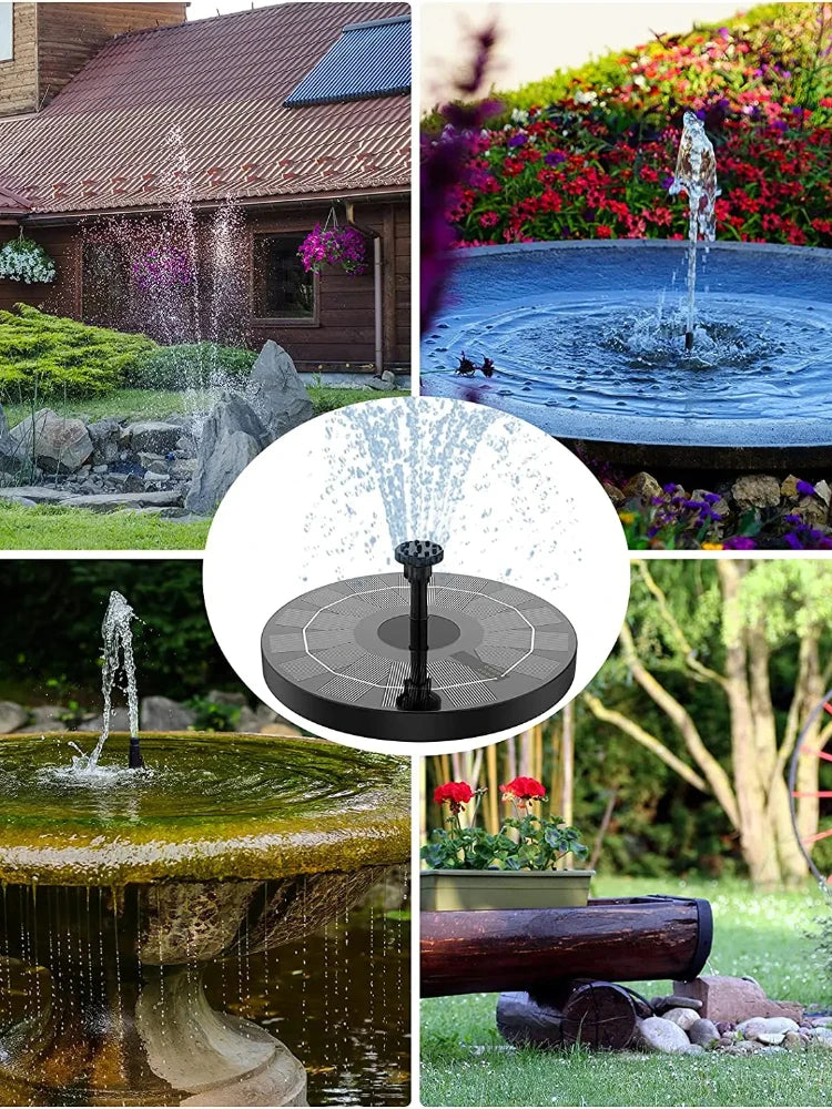 2.5W Solar Bird Bath Fountain Pump Solar Fountain Pump for Bird Bath with 6 Nozzles Pool Fish Tank 2 Pack
