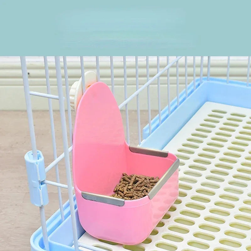 Plastic Pet Food Bowl for Rabbits Large Capacity Fixed Feeder Impact Resistant Bunny Feeding Accessories
