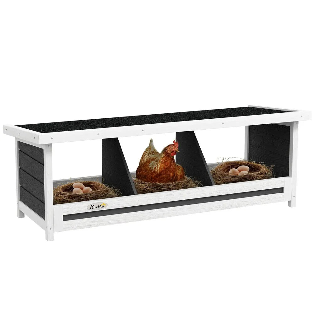 Wood Nesting Boxes for Up to 3 Chickens with Asphalt Roof Gray