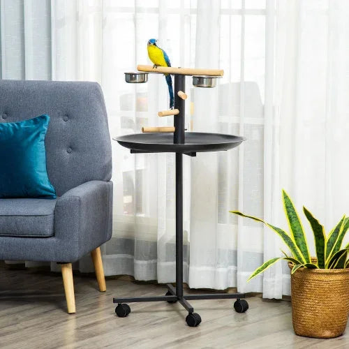 PawHut Bird Play Stand Portable Parrot Perch With Wheels