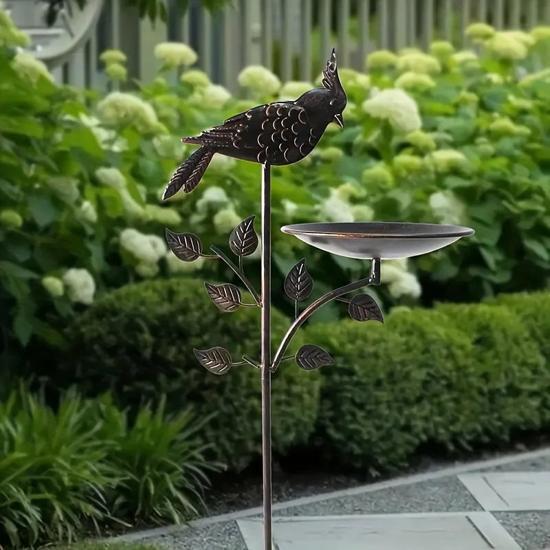 Metal Oriole Bird Feeder Stake, Antique Copper Outdoor Bath