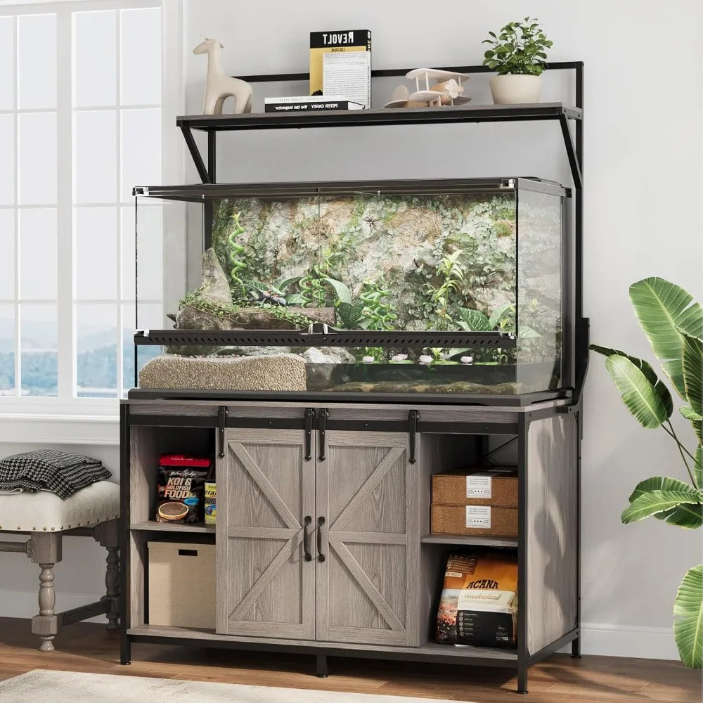 Farmhouse Reptile Tank Stand with Power Outlet for 120 Gallon Bearded Dragon Tank 48 Inch by 24 Inch Heavy Duty Aquari