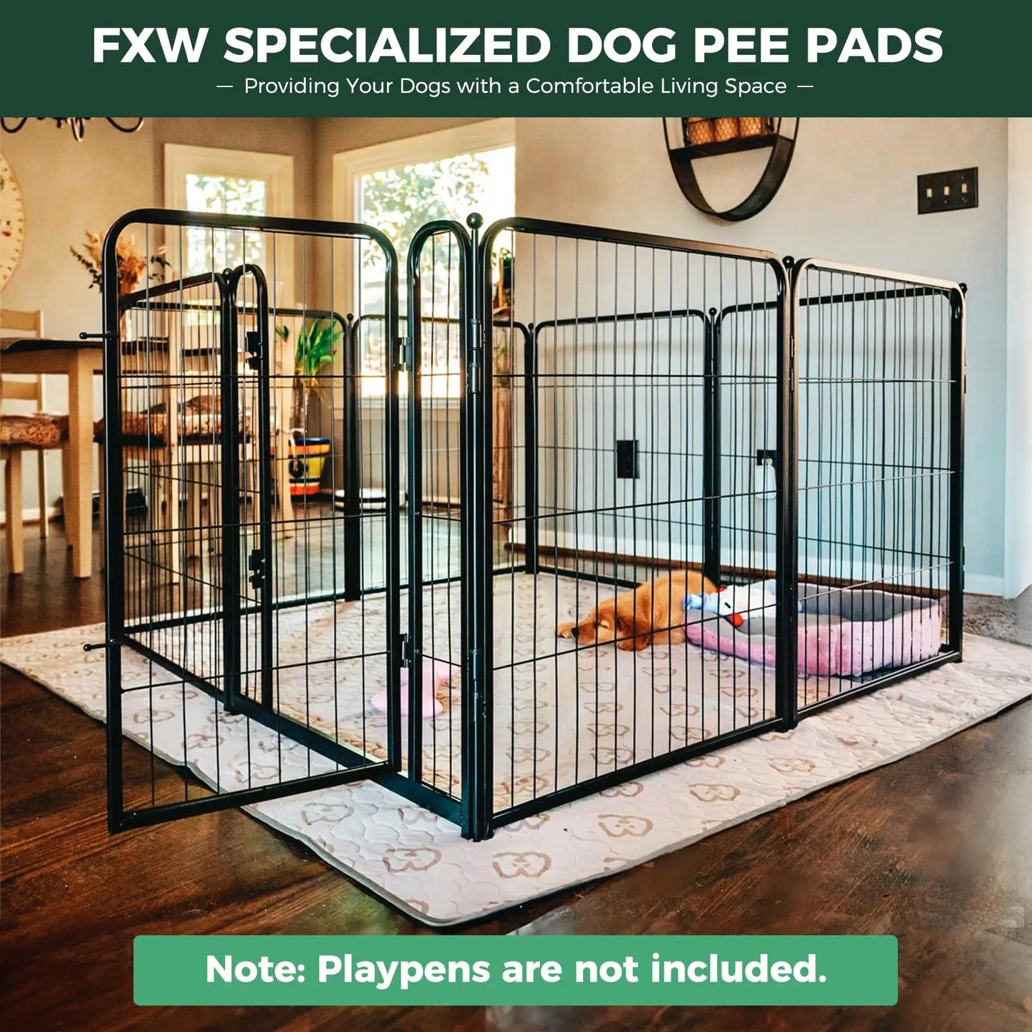 FXW Washable Dog Pee Pads Super Absorbent Puppy Training Pads for Crate Sofa and Bed