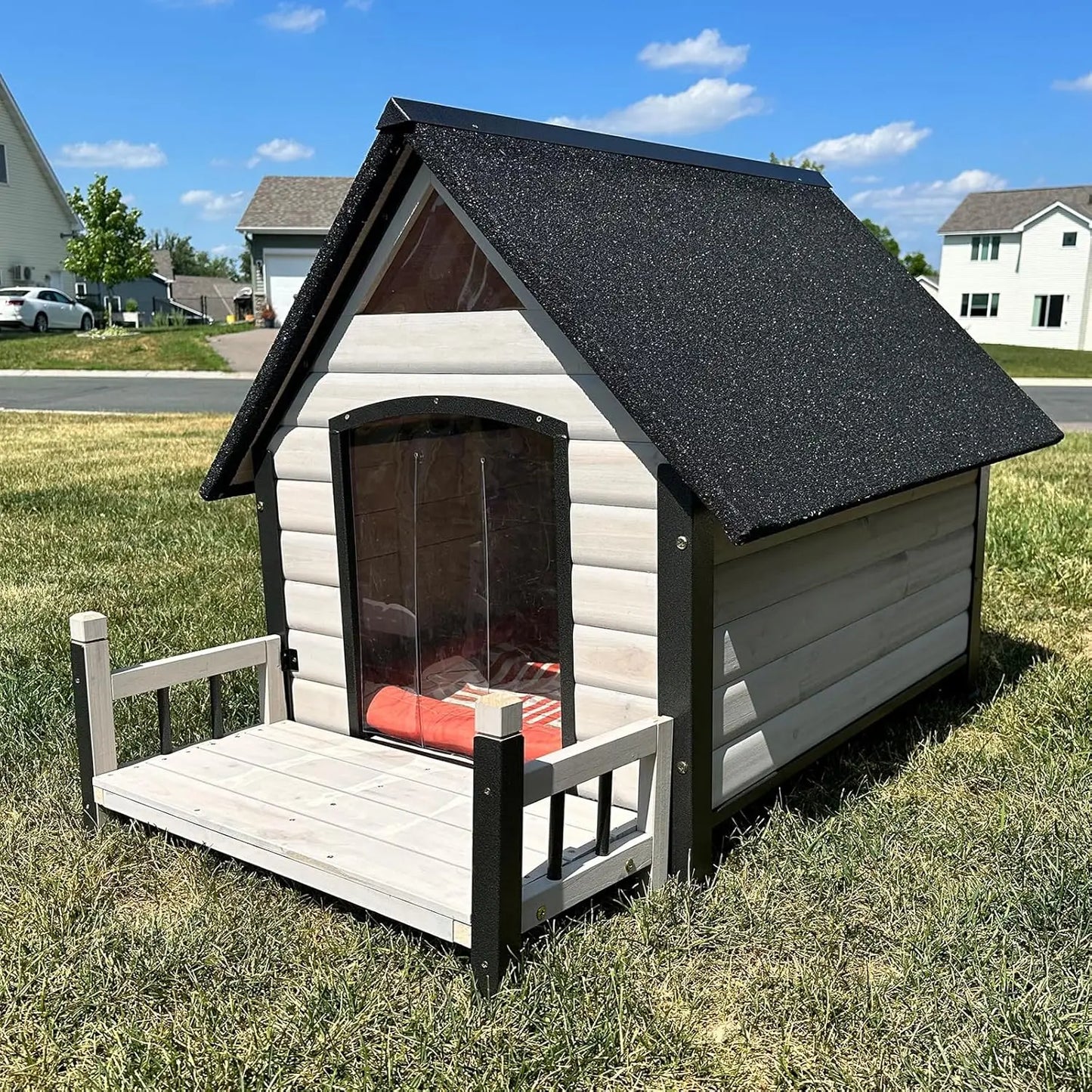 Outdoor Dog House 100 Percent Insulated Dog Kennel with Liner for Winter Thick Material Metal Frame Waterproof