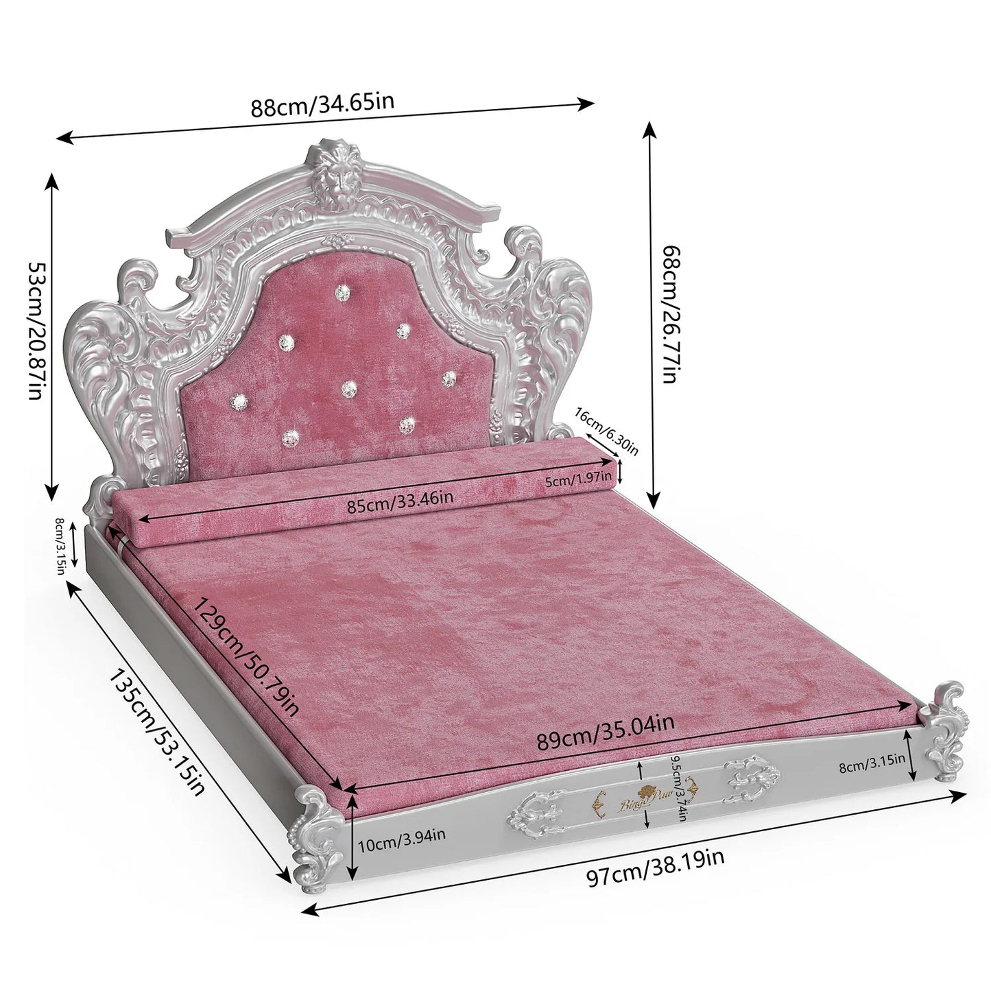 Bingopaw Luxury Pet Bed with Headboard for Medium Dogs