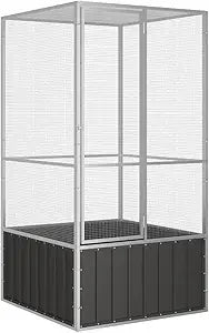 Large Bird Cage with Galvanized Steel Construction for Indoor Use, Secure and Ventilated Aviary in Anthracite Color