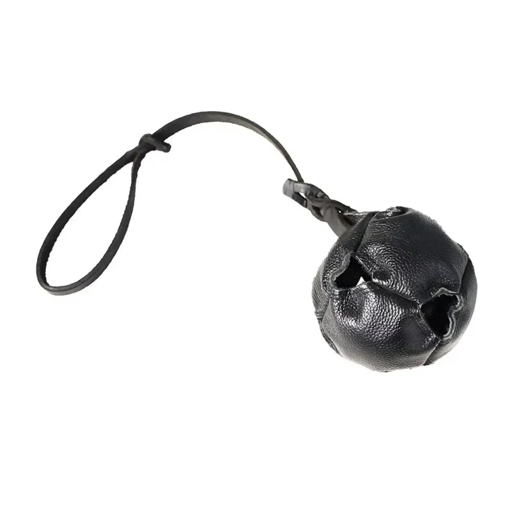 Leather Dog Training Ball Toy with Handle Soft Puppy Reward Fetch Catch Tug Toy