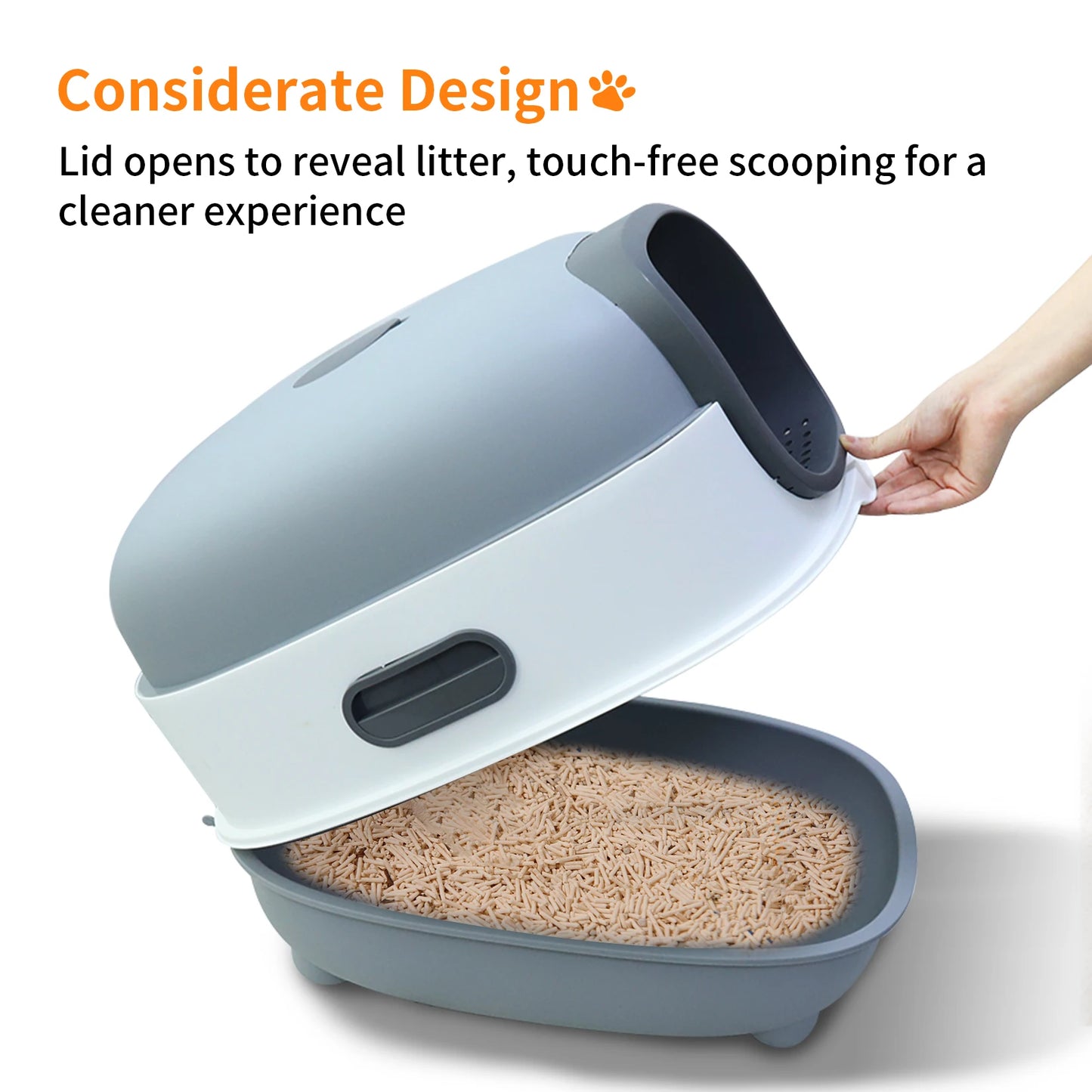 Hooded Oval Cat Litter Box Front Entry Enclosed With Scoop