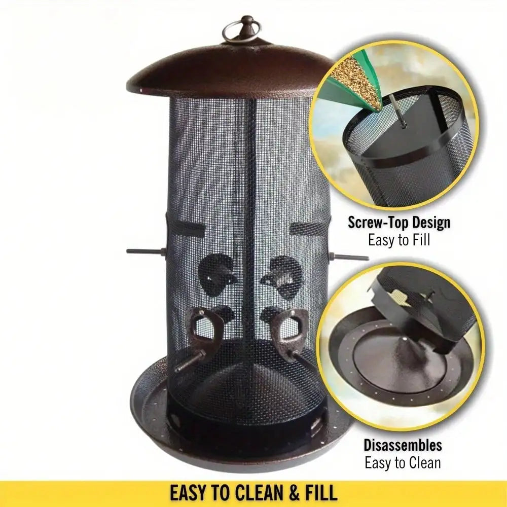 Giant Combination Screen Bird Feeder 10 Pound Capacity Built In Drain Screw Cap Design Easy To Fill Suitable For Bird Lovers