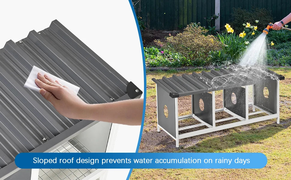 3 Compartments Nesting Box, 3 Rooms Metal Nesting Box Chickens Egg Laying Nest Boxes for Hens