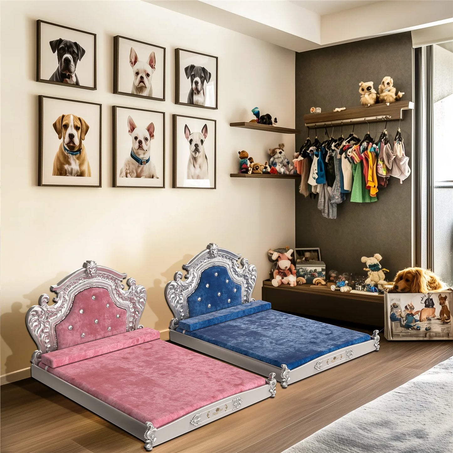Bingopaw Luxury Pet Bed with Headboard for Medium Dogs