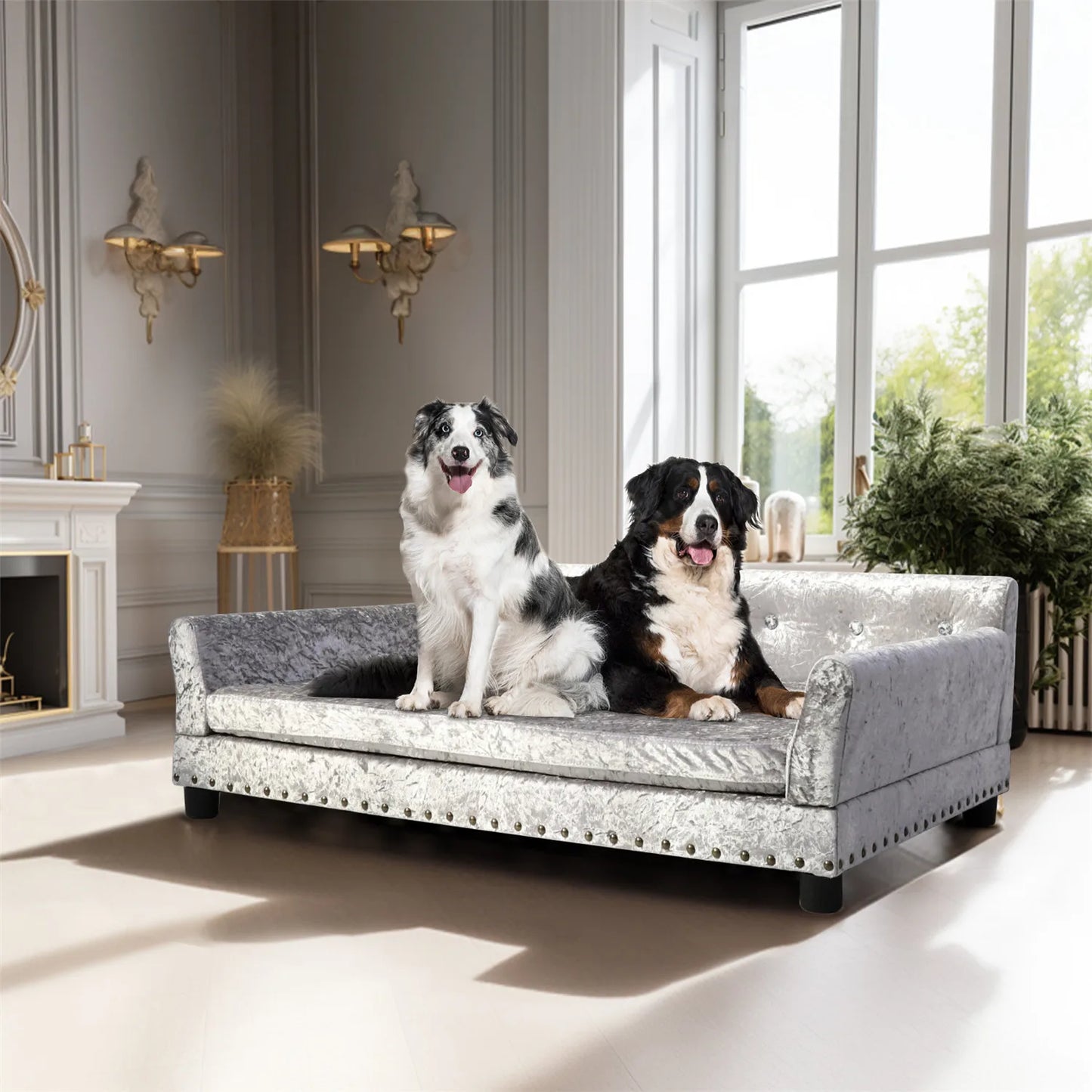 BingoPaw Large Dog Sofa Bed Deluxe Tufted Elevated Couch
