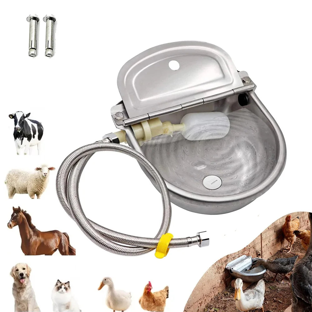 Automatic Water Dispenser for Dogs Stainless Steel Drinking Bowl for Farm Livestock Cattle Horses Goats and Sheep Auto Filling