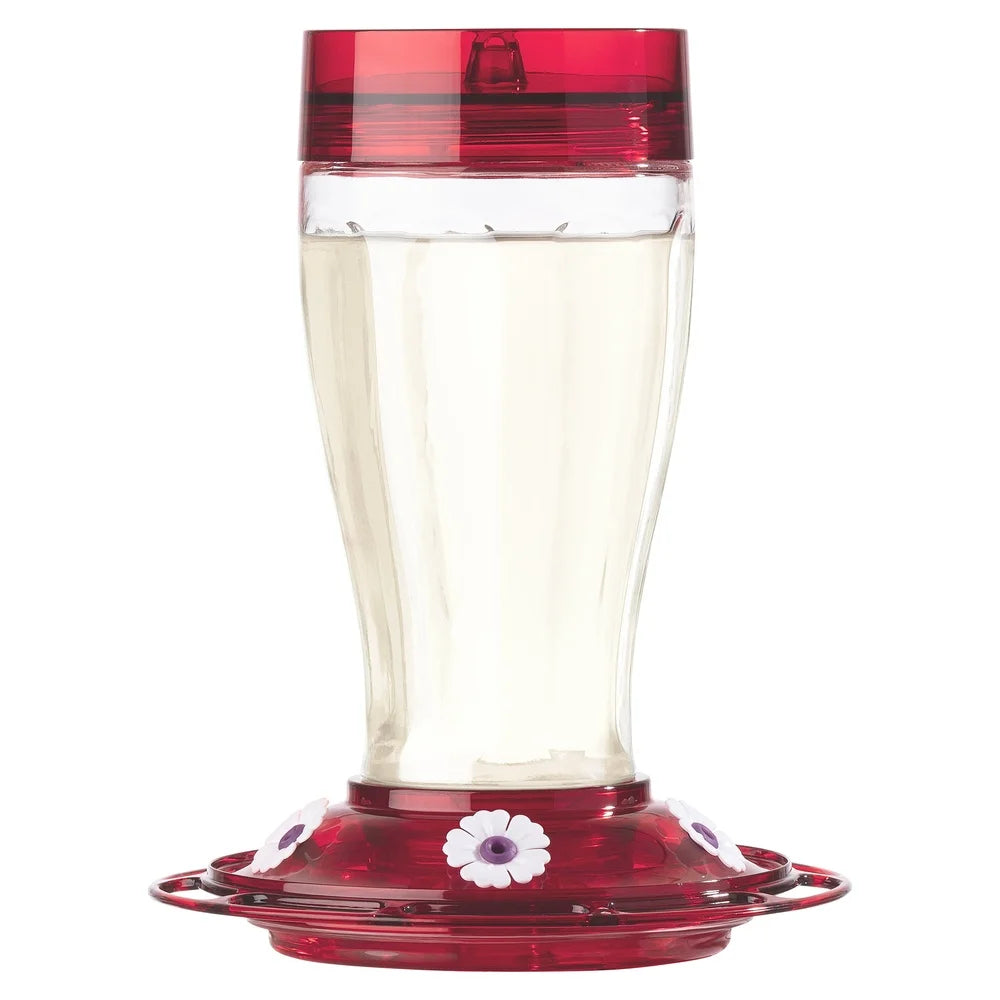Hummingbird Feeder with Bee Guard Ports Ant Moat Glass Nectar Bottle Easy Fill Clean 40oz Capacity Hanging Bird Feeder