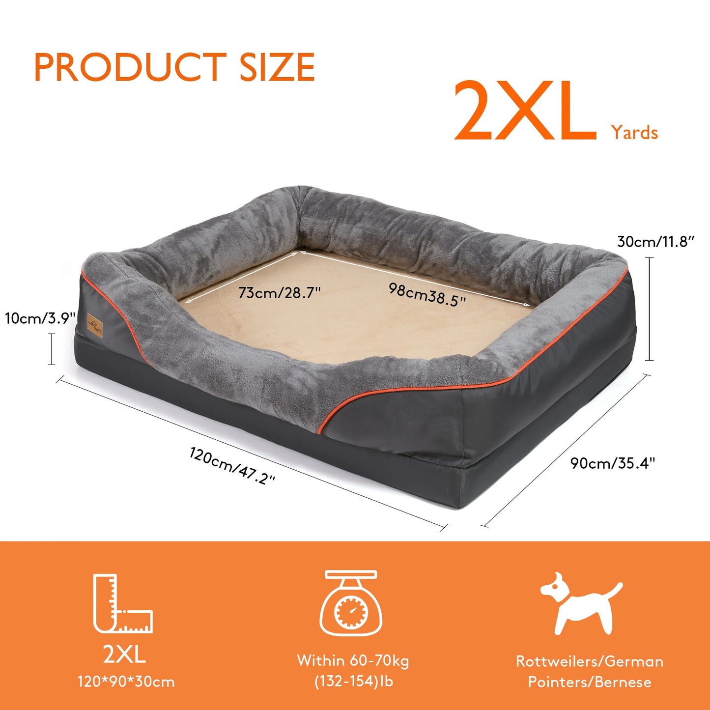L XL 2XL 3XL Dog Bed Super Soft Orthopedic Foam Pet Bed