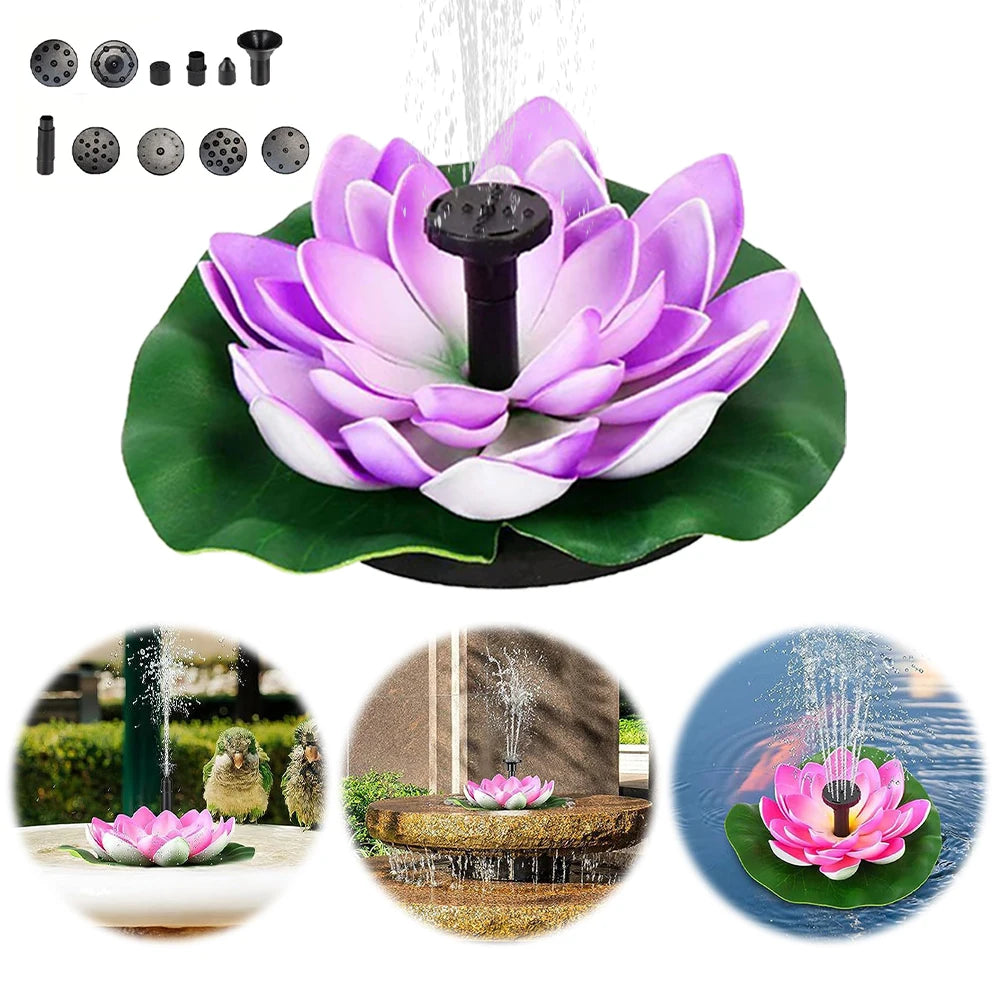 Lotus Solar Water Fountain Brushless Pump Floating Garden Fountain Solar Powered for Outdoor Bird Bath