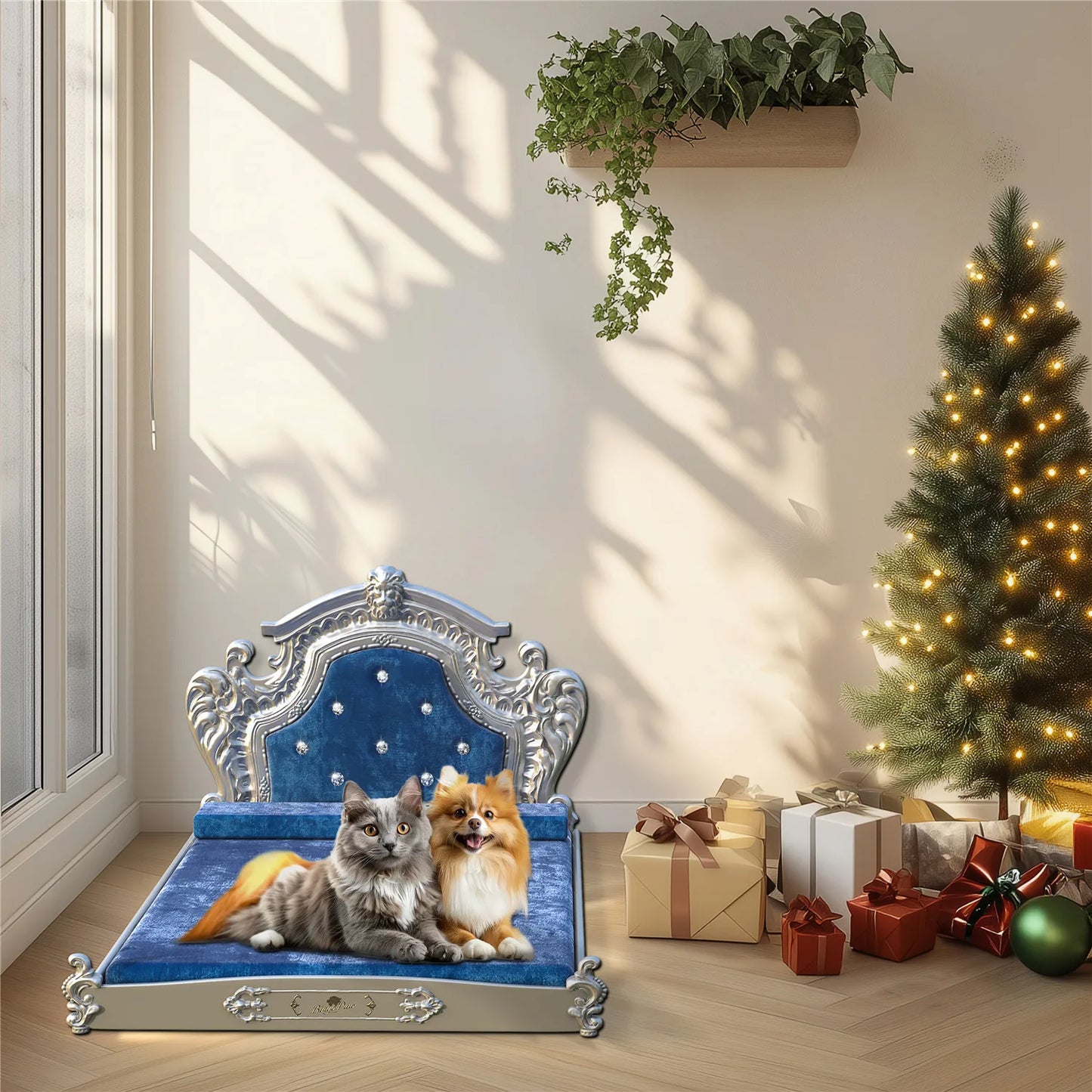 Bingopaw Luxury Pet Bed with Headboard for Medium Dogs