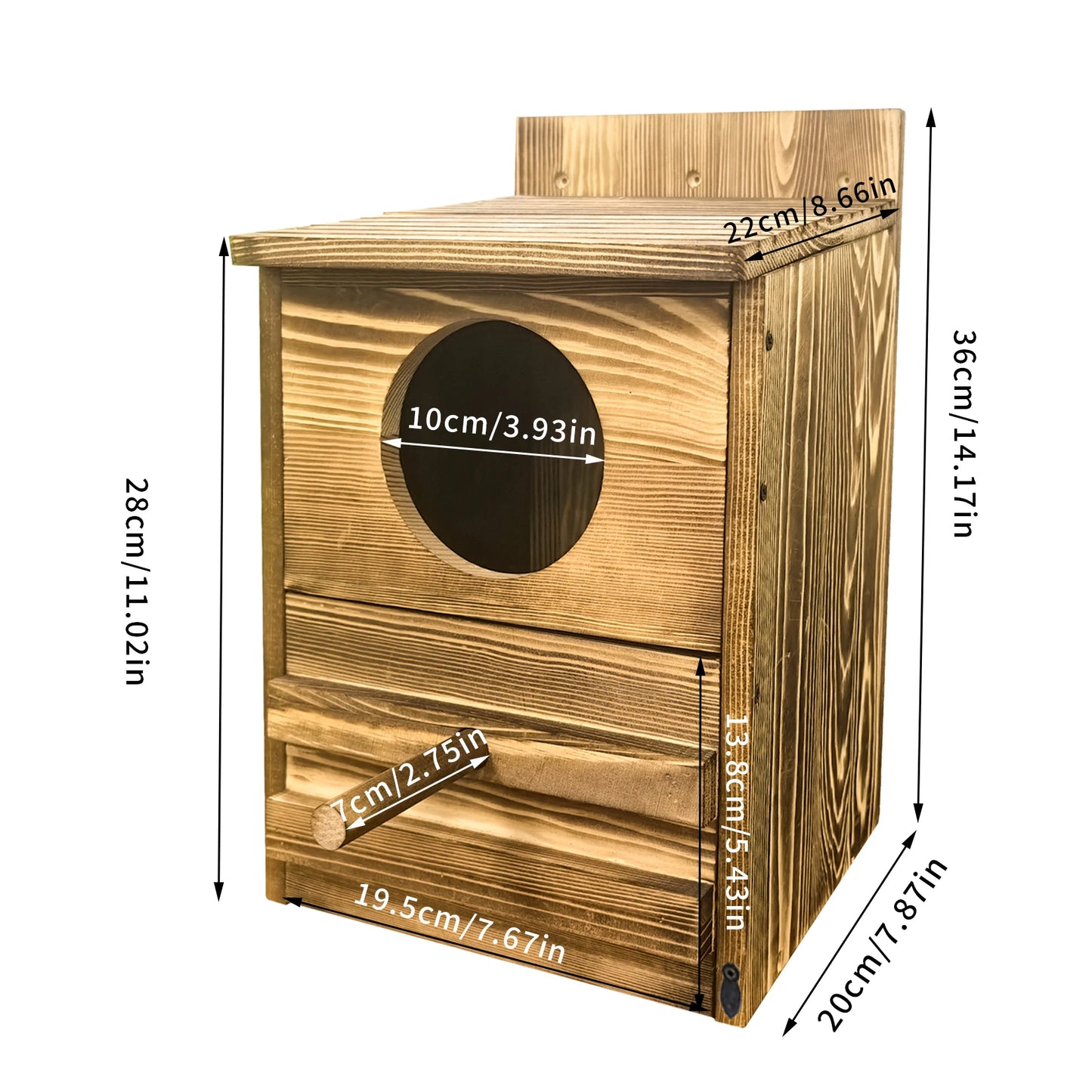 Bingopaw Outdoor Owl House Prebuilt Wooden Bird Box With Rectangular Opening