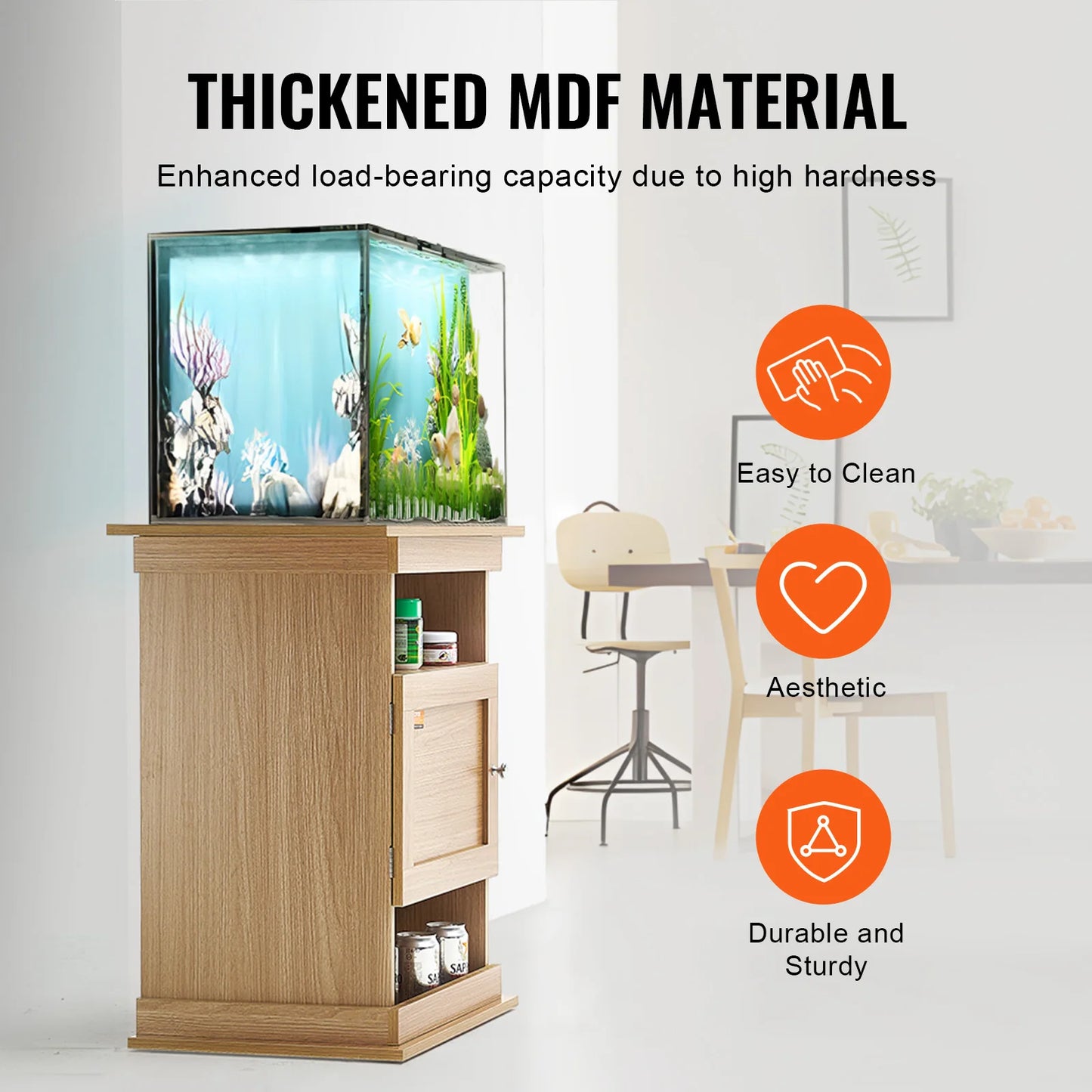 VEVOR Aquarium Stand for 20 Gallon Fish Tank 25.2 x 15.7 x 28.3 Inch MDF Turtle Tank Stand with 167.6 lbs Load Capacity