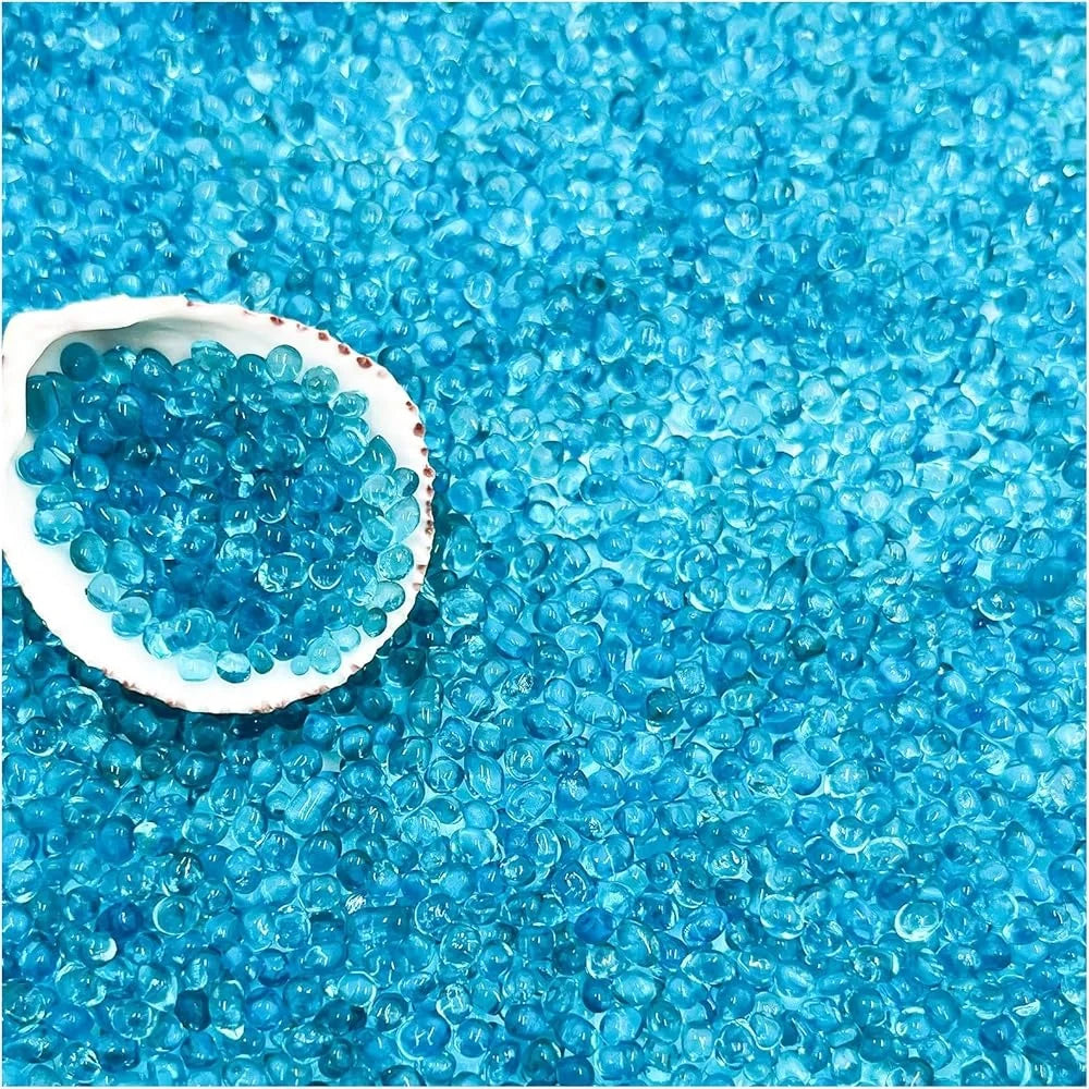 Vibrant Blue Polished Aquarium Gravel Sea Glass Substrate 2.2 Pounds Perfect for Fish Tanks Fairy Gardens and Succulent Planters