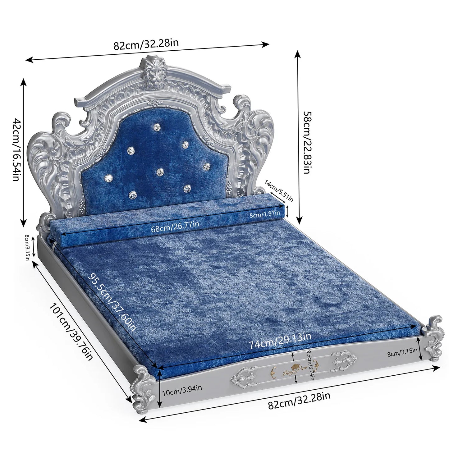 Bingopaw Luxury Pet Bed with Headboard for Medium Dogs