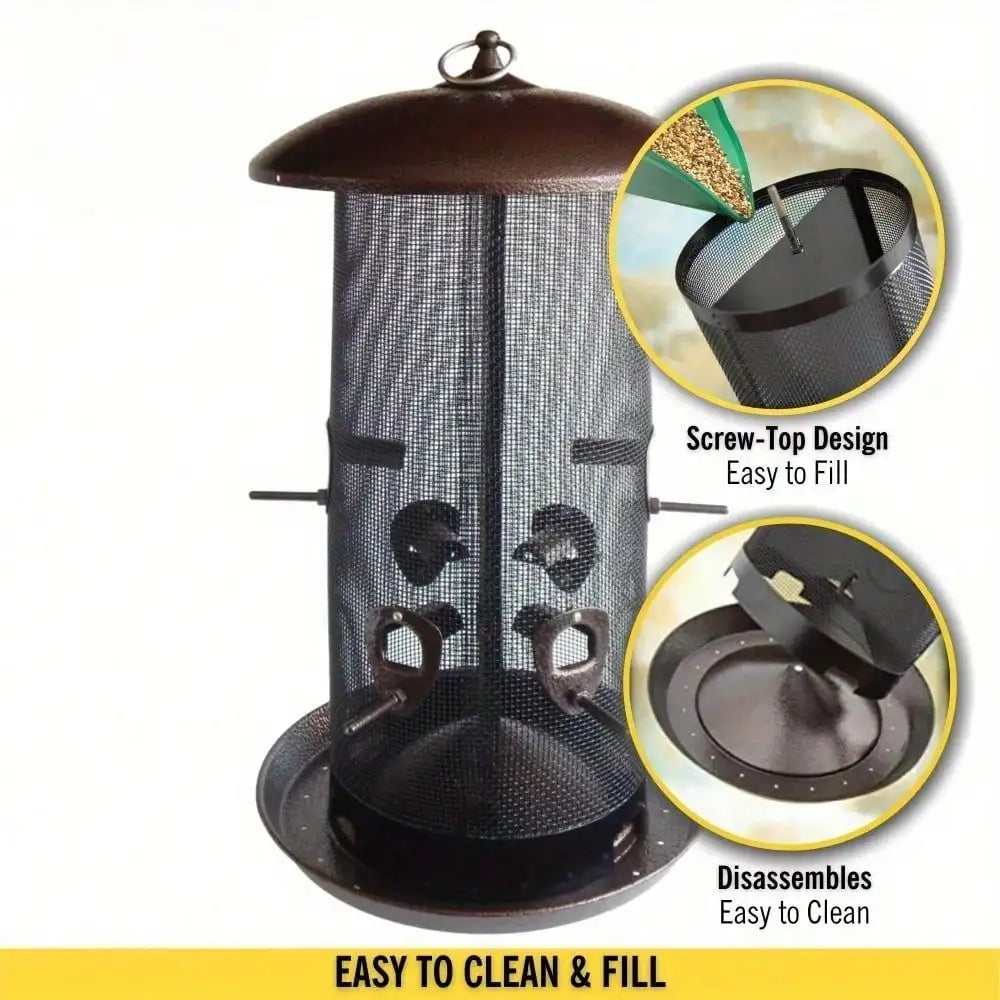Giant Combination Screen Bird Feeder with 10 Pound Capacity Built-in Drain and Screw Cap Design Easy to Fill for Bird Lovers
