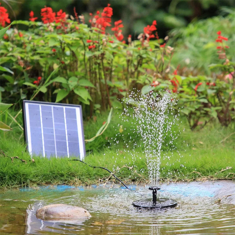 6.5W solar fountain, solar powered water pump with battery, equipped with 6 nozzles, used for bird bath aquarium pond or garden